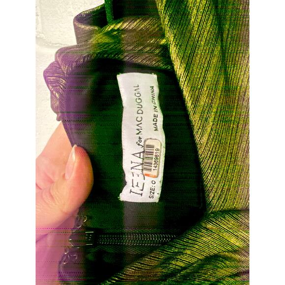 Mac Duggal Sz 0 Gold Metallic Draped Slit Halter Neck Cocktail Evening Gown - Picture 8 of 8